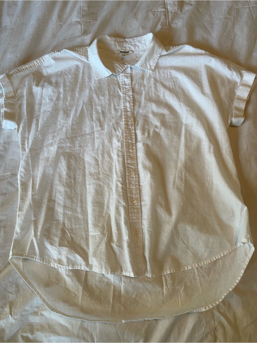 Goodthreads 100% Cotton White Short-Sleeve Button-Front Shirt Size Large - Picture 3 of 5